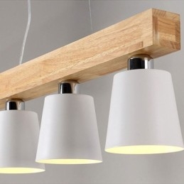 Πολυέλαιος Nordic Wood Μοναδικό ίσιο κρεμαστό φως Cafe