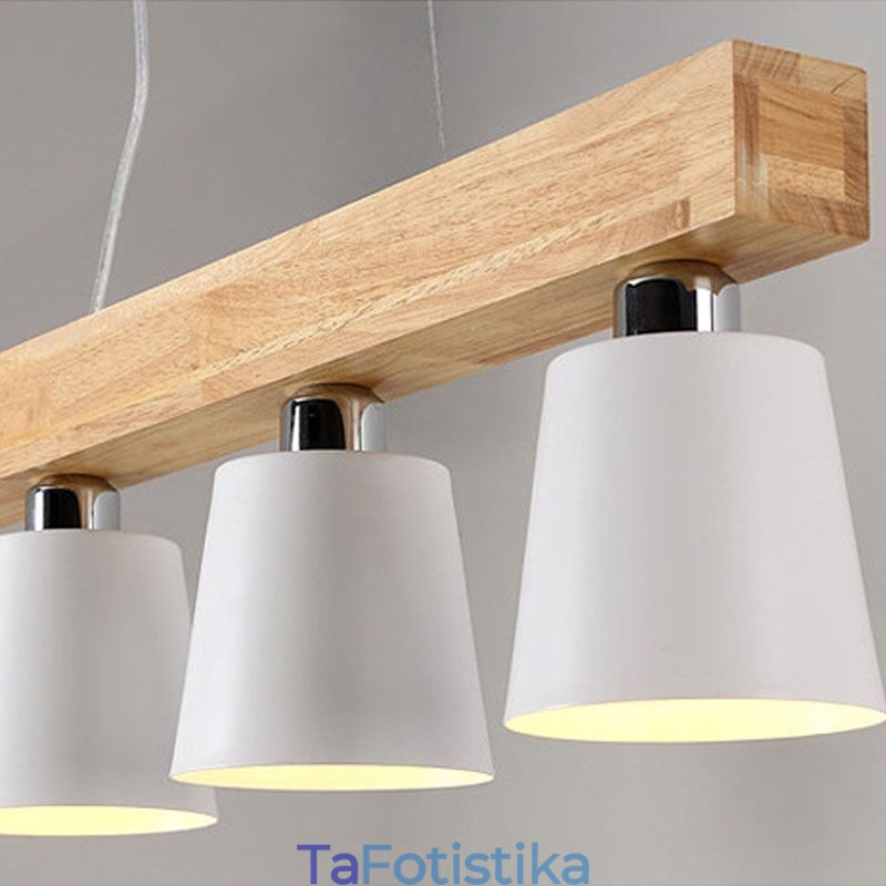 Πολυέλαιος Nordic Wood Μοναδικό ίσιο κρεμαστό φως Cafe