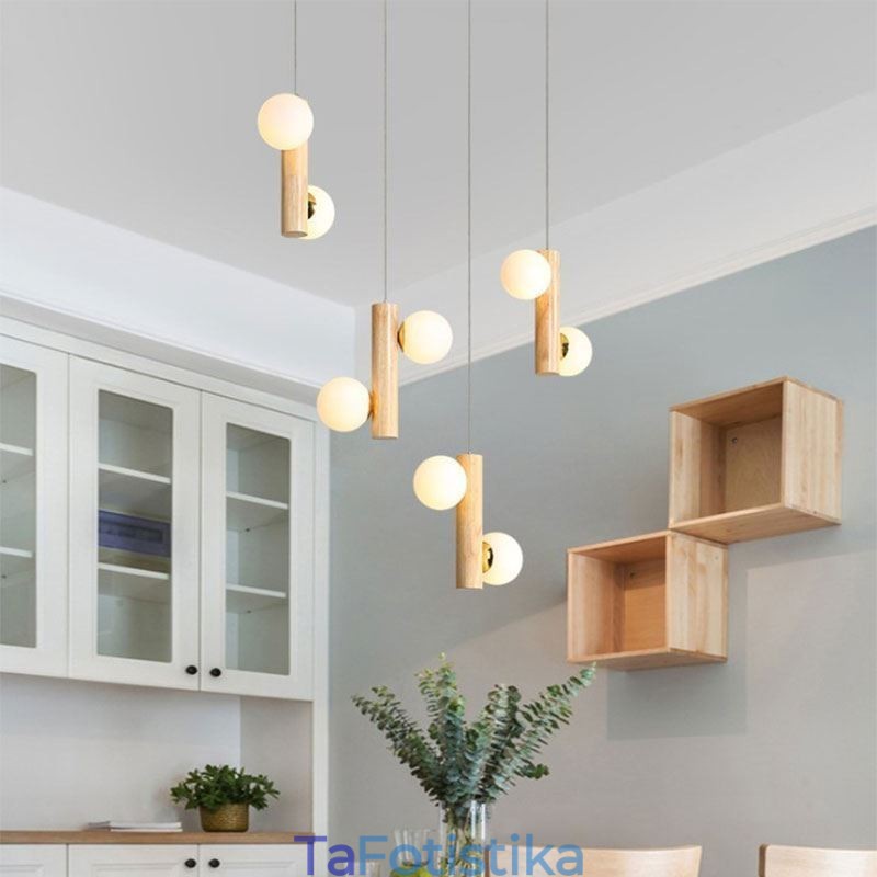 Ξύλινο μενταγιόν Φωτιστικό Magic Bean Cluster Φωτιστικό νησίδας οροφής