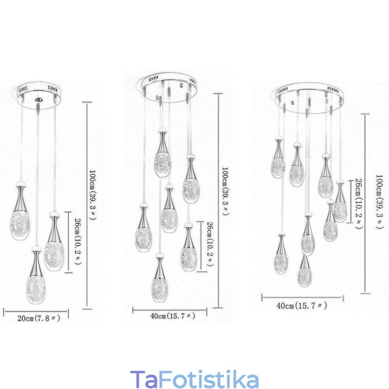 Κρεμαστό φωτιστικό από Seeded Glass Teardop Cluster