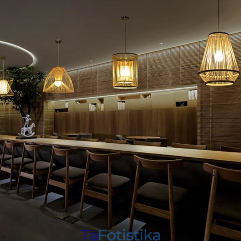 Φωτιστικό κρεμαστό κομοδίνο υφαντό από μπαμπού