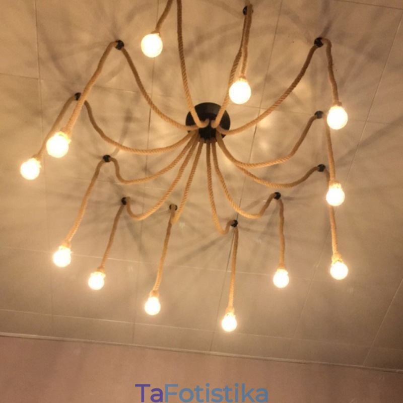 Ρετρό στυλ 6 10 κεφαλές κρεμαστό φως κάνναβης σχοινί πολυέλαιος Vintage φωτιστικό οροφής