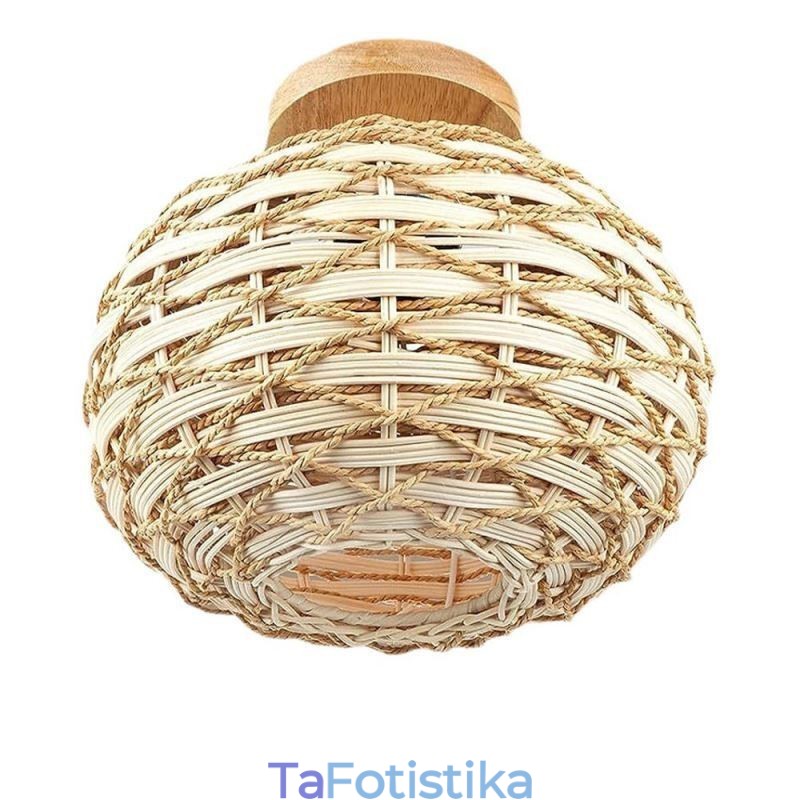 Αμπαζούρ με ύφασμα ξύλου Pumpkin Flush Mount Paper Rope Rattan