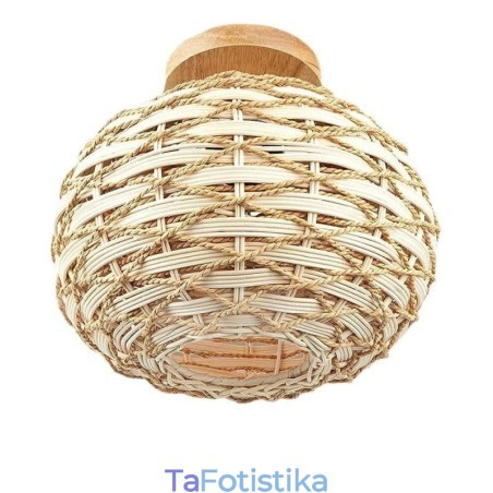 Αμπαζούρ με ύφασμα ξύλου Pumpkin Flush Mount Paper Rope Rattan Αμπαζούρ με ύφασμα ξύλου Pumpkin Flush Mount Paper Rope Rattan