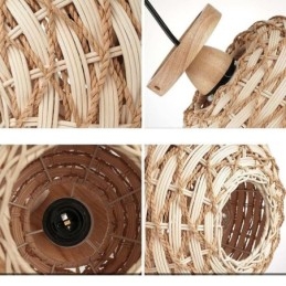 Αμπαζούρ με ύφασμα ξύλου Pumpkin Flush Mount Paper Rope Rattan