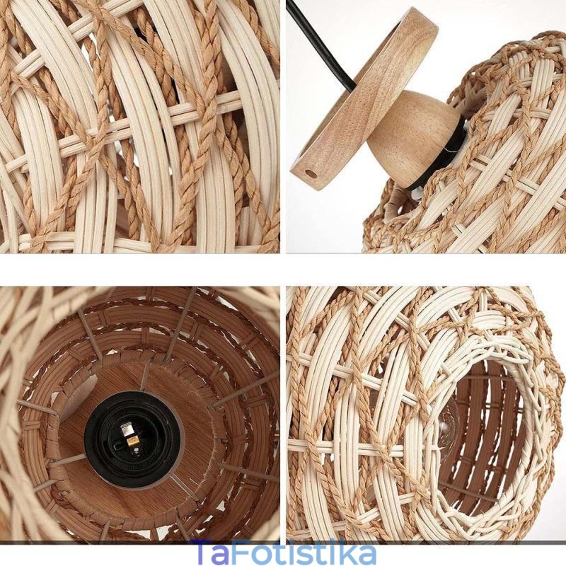 Αμπαζούρ με ύφασμα ξύλου Pumpkin Flush Mount Paper Rope Rattan