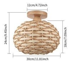 Αμπαζούρ με ύφασμα ξύλου Pumpkin Flush Mount Paper Rope Rattan