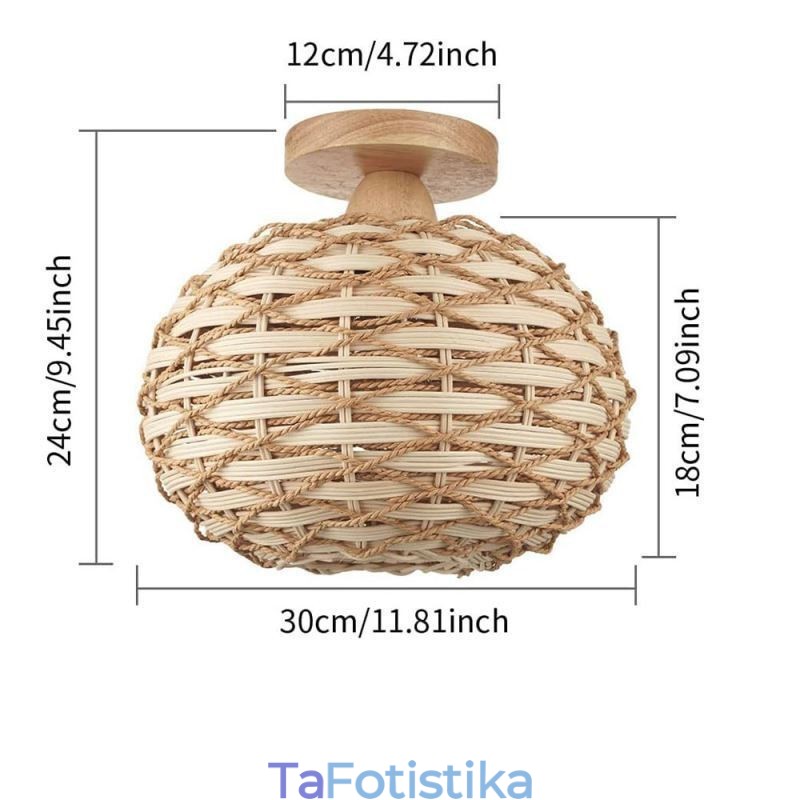 Αμπαζούρ με ύφασμα ξύλου Pumpkin Flush Mount Paper Rope Rattan