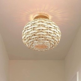 Αμπαζούρ με ύφασμα ξύλου Pumpkin Flush Mount Paper Rope Rattan