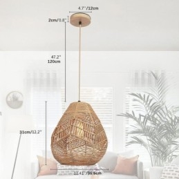 Nordic Retro Φωτιστικό Οροφής Φυσικό Χάρτινο Χειροποίητο Αμπαζούρ με σχοινί