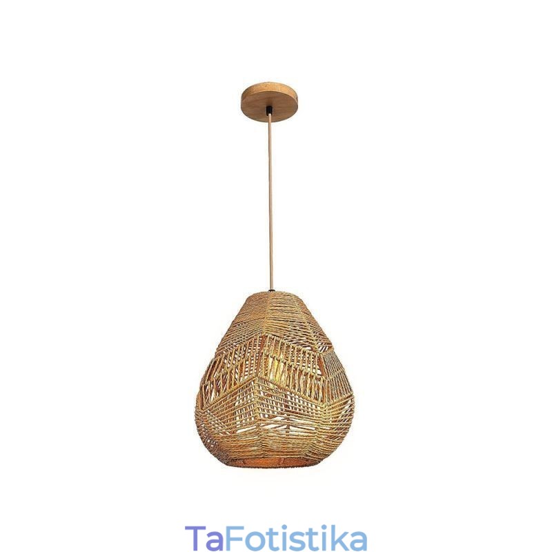 Nordic Retro Φωτιστικό Οροφής Φυσικό Χάρτινο Χειροποίητο Αμπαζούρ με σχοινί