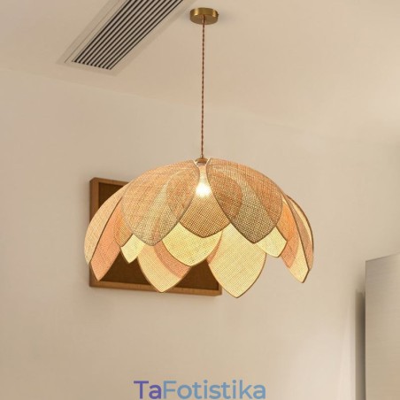 Rattan Lotus Κρεμαστό Φωτιστικό Cafe Retro Rattan Art Φωτιστικό Οροφής Rattan Lotus Κρεμαστό Φωτιστικό Cafe Retro Rattan Art Φωτιστικό Οροφής