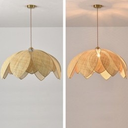 Rattan Lotus Κρεμαστό Φωτιστικό Cafe Retro Rattan Art Φωτιστικό Οροφής