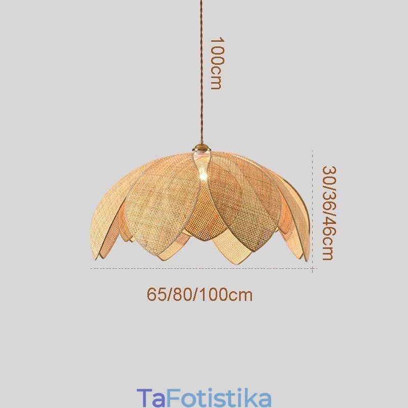 Rattan Lotus Κρεμαστό Φωτιστικό Cafe Retro Rattan Art Φωτιστικό Οροφής