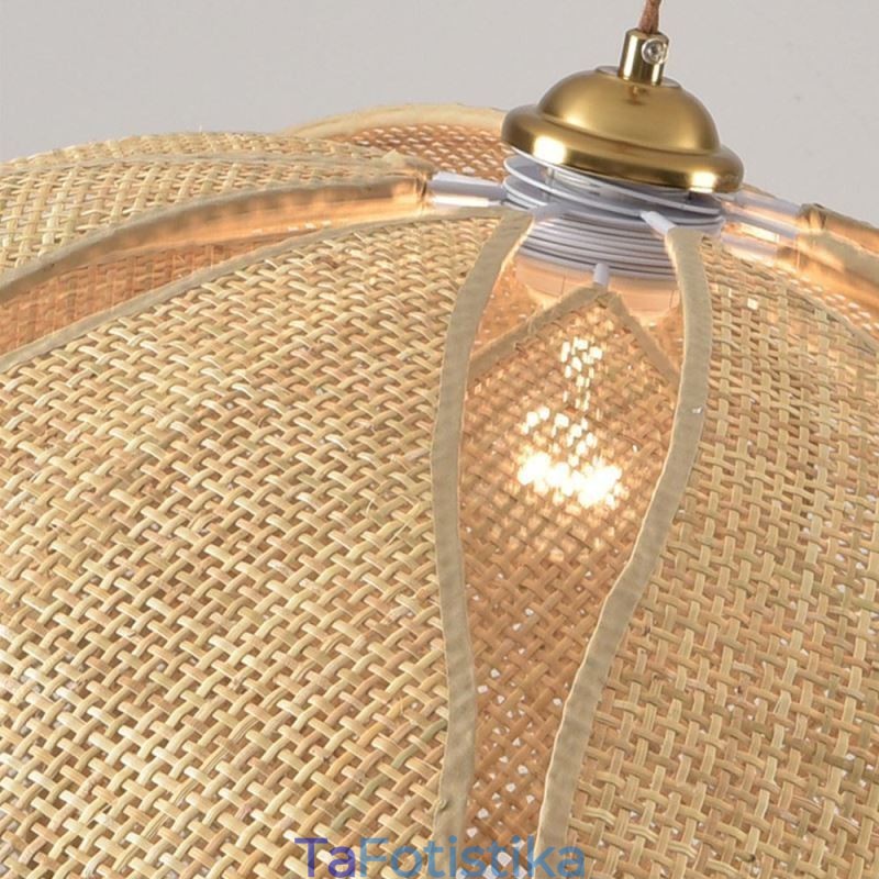 Rattan Lotus Κρεμαστό Φωτιστικό Cafe Retro Rattan Art Φωτιστικό Οροφής