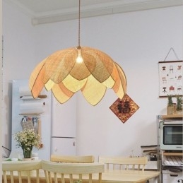 Rattan Lotus Κρεμαστό Φωτιστικό Cafe Retro Rattan Art Φωτιστικό Οροφής