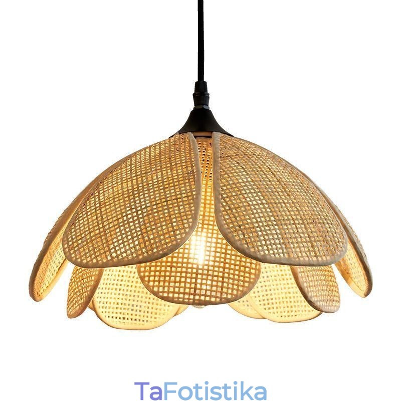 Κρεμαστό Φωτιστικό Rattan Ρετρό Φωτιστικό Οροφής Rattan