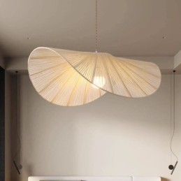 Ρετρό μενταγιόν Φωτιστικό οροφής Creative Wabi Sabi Ψάθινο καπέλο από σχοινί κάνναβης