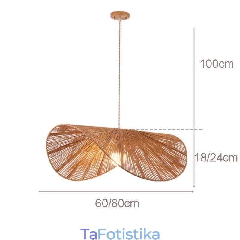 Ρετρό μενταγιόν Φωτιστικό οροφής Creative Wabi Sabi Ψάθινο καπέλο από σχοινί κάνναβης