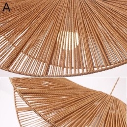 Ρετρό μενταγιόν Φωτιστικό οροφής Creative Wabi Sabi Ψάθινο καπέλο από σχοινί κάνναβης