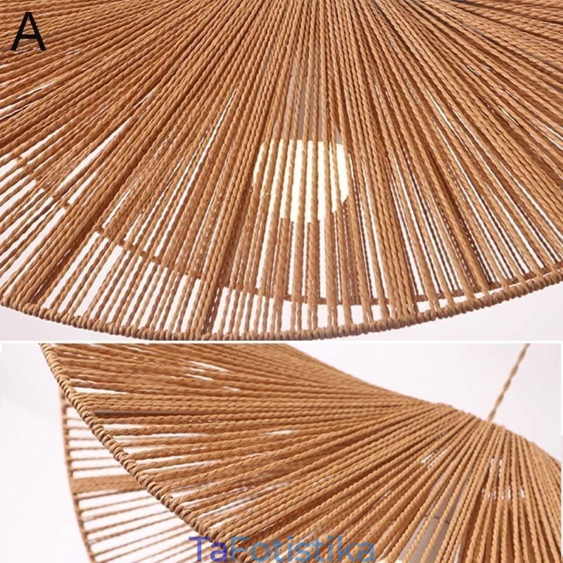 Ρετρό μενταγιόν Φωτιστικό οροφής Creative Wabi Sabi Ψάθινο καπέλο από σχοινί κάνναβης