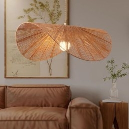 Ρετρό μενταγιόν Φωτιστικό οροφής Creative Wabi Sabi Ψάθινο καπέλο από σχοινί κάνναβης