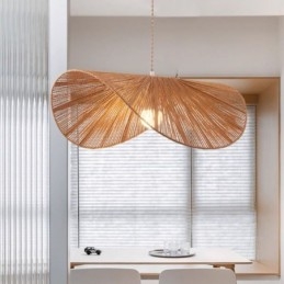 Ρετρό μενταγιόν Φωτιστικό οροφής Creative Wabi Sabi Ψάθινο καπέλο από σχοινί κάνναβης