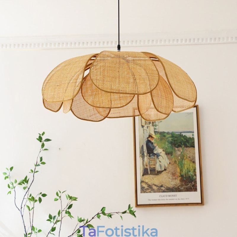 Κρεμαστό Φωτιστικό Rattan Πέταλο Χειροποίητο Φωτιστικό Οροφής Wabi Sabi Style Rattan