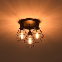Φωτιστικό οροφής Industrial Flush Mount 3 ελαφρύ μεταλλικό φωτιστικό οροφής κλουβιού