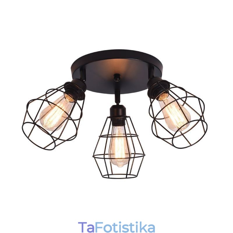Φωτιστικό οροφής Industrial Flush Mount 3 ελαφρύ μεταλλικό φωτιστικό οροφής κλουβιού