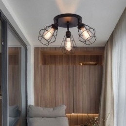 Φωτιστικό οροφής Industrial Flush Mount 3 ελαφρύ μεταλλικό φωτιστικό οροφής κλουβιού