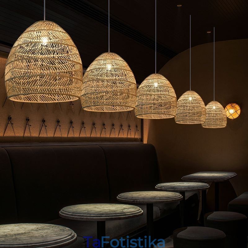 Χειροποίητο μενταγιόν ελαφρύ Rattan Κρεμαστό ελαφρύ αγροικία