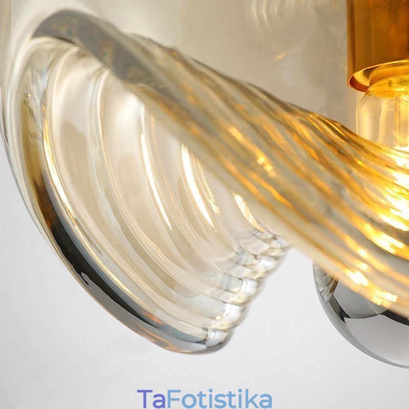 Φωτιστικό κρεμαστό γυαλί Stamen Μοντέρνο μινιμαλιστικό φωτιστικό οροφής από σφυρήλατο σίδερο