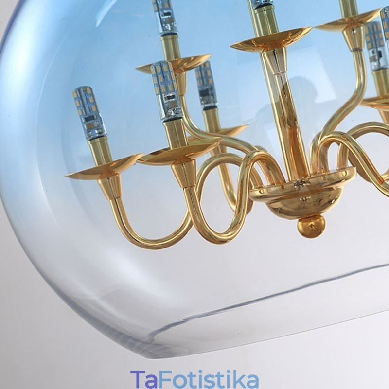 Γυάλινο Φωτιστικό Κρεμαστό Μοντέρνο Μινιμαλιστικό Φωτιστικό Οροφής από σφυρήλατο σίδερο 9 Φωτιστικά