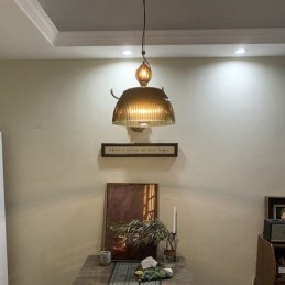 Φωτιστικό κρεμαστό γυαλί πλισέ μοντέρνο μινιμαλιστικό φωτιστικό οροφής από σφυρήλατο σίδερο