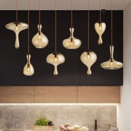 Φωτιστικό οροφής Nordic Glass Κρεμαστό Κεχριμπάρι απόχρωση