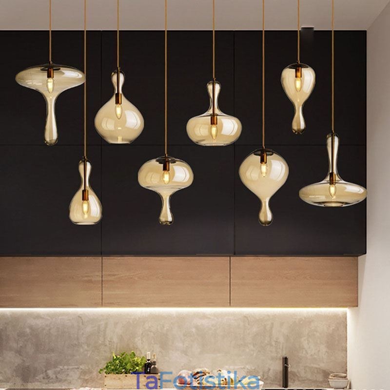 Φωτιστικό οροφής Nordic Glass Κρεμαστό Κεχριμπάρι απόχρωση
