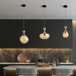 Φωτιστικό οροφής Nordic Glass Κρεμαστό Κεχριμπάρι απόχρωση