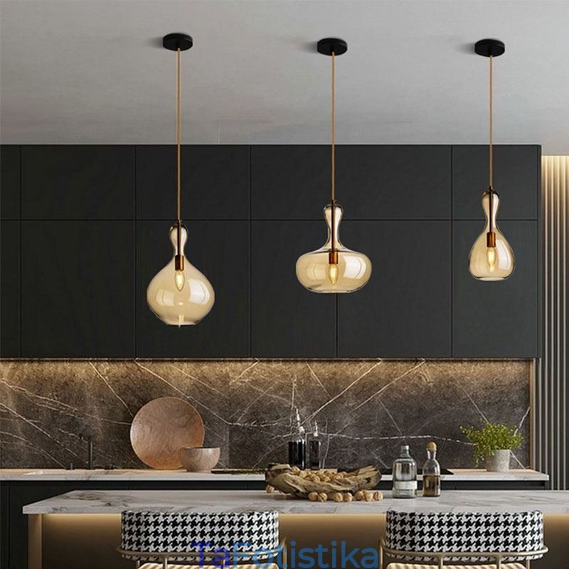 Φωτιστικό οροφής Nordic Glass Κρεμαστό Κεχριμπάρι απόχρωση