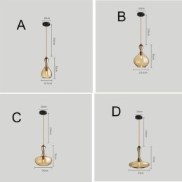 Φωτιστικό οροφής Nordic Glass Κρεμαστό Κεχριμπάρι απόχρωση