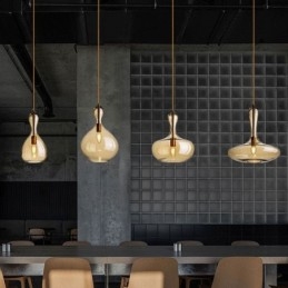 Φωτιστικό οροφής Nordic Glass Κρεμαστό Κεχριμπάρι απόχρωση