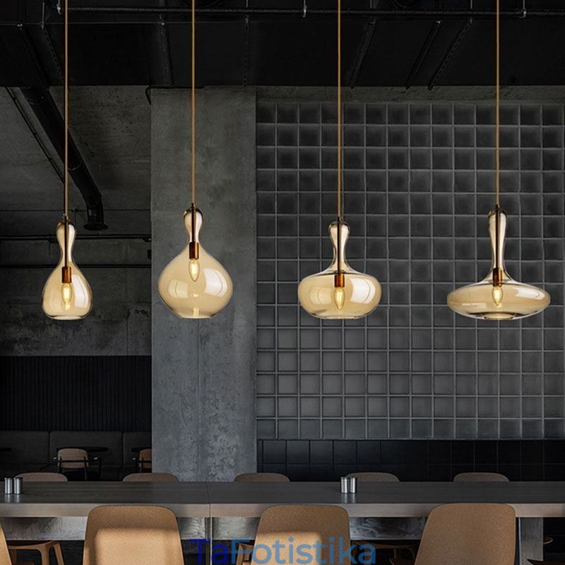 Φωτιστικό οροφής Nordic Glass Κρεμαστό Κεχριμπάρι απόχρωση