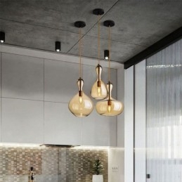 Φωτιστικό οροφής Nordic Glass Κρεμαστό Κεχριμπάρι απόχρωση