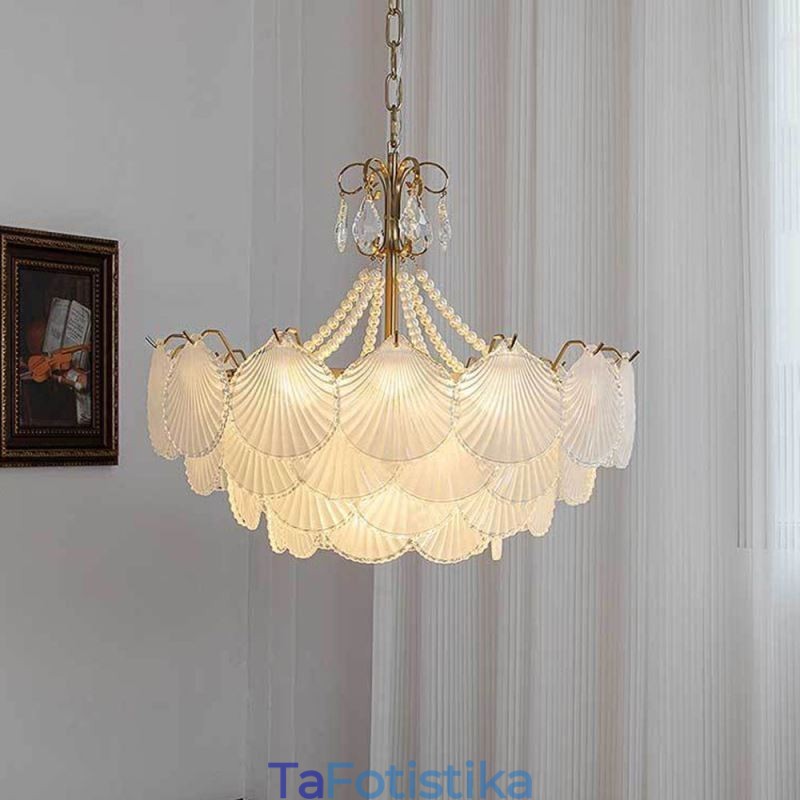 Ευρωπαϊκό Γυάλινο Κρεμαστό Φωτιστικό Post Modern Scallop Κρεμαστό Φωτιστικό