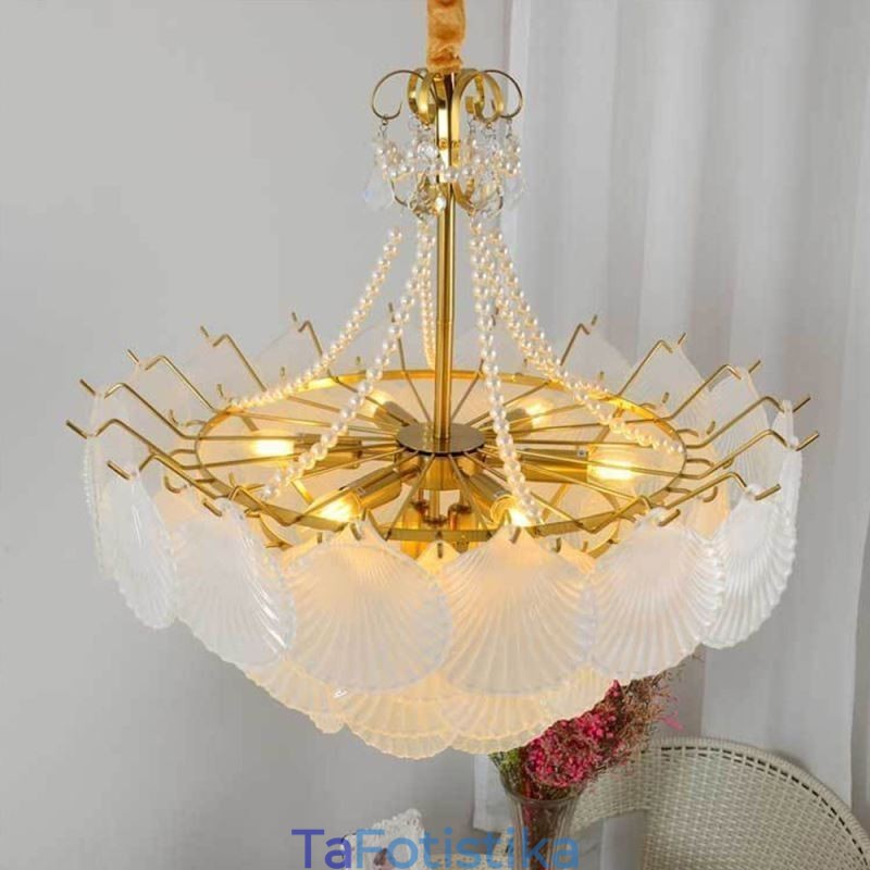 Ευρωπαϊκό Γυάλινο Κρεμαστό Φωτιστικό Post Modern Scallop Κρεμαστό Φωτιστικό