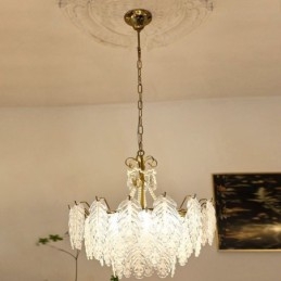 Κομψό Γυάλινο Κρεμαστό Φωτιστικό Φύλλων Κρεμαστό Φωτιστικό