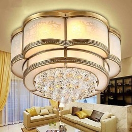 Παραδοσιακό Classic Rustic Lodge Metal Flush Mount Crystal Brass