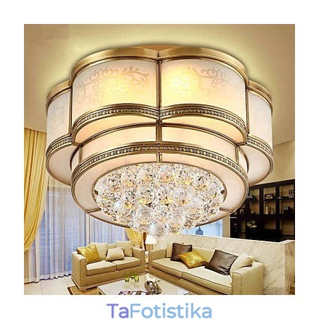 Παραδοσιακό Classic Rustic Lodge Metal Flush Mount Crystal Brass Παραδοσιακό Classic Rustic Lodge Metal Flush Mount Crystal Brass