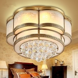 Παραδοσιακό Classic Rustic Lodge Metal Flush Mount Crystal Brass