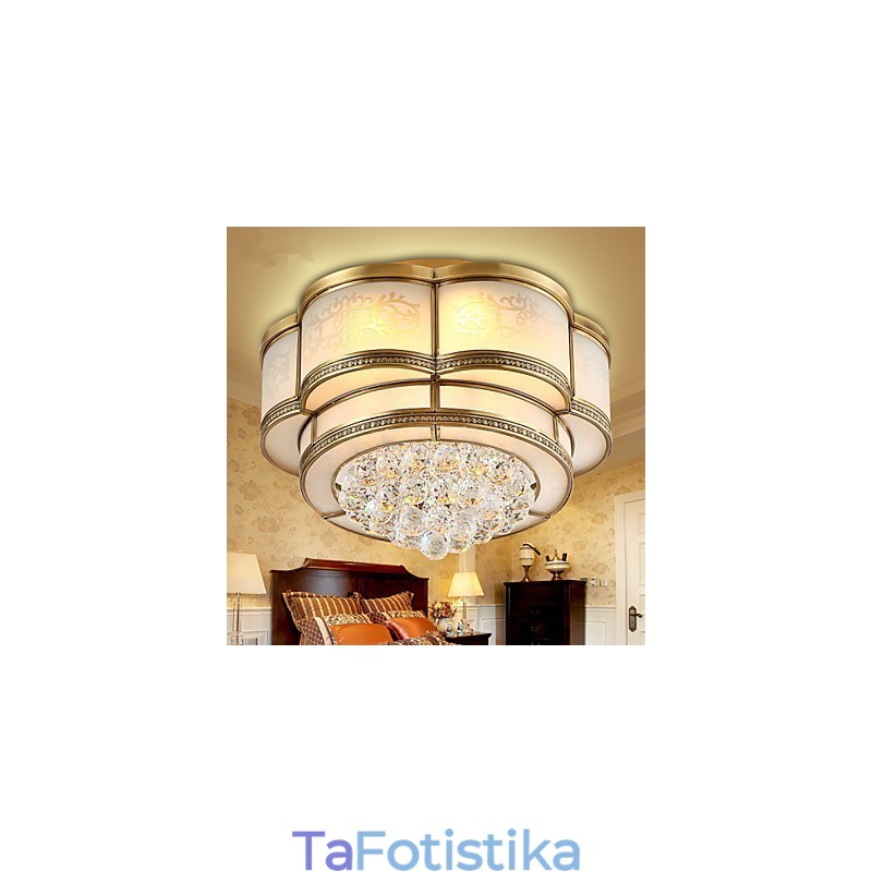 Παραδοσιακό Classic Rustic Lodge Metal Flush Mount Crystal Brass